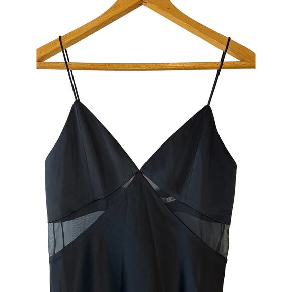 Alice + Olivia NWT Black Moriah Sheer Cutout Satin Midi Dress Size 2 - Picture 4 of 12